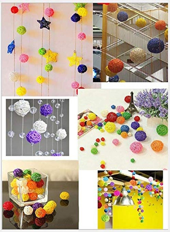 LIUSM 20 Pcs Colorful Handmade Wicker Rattan Balls Decorative, Pet Bird Chew Toy Party Wedding Table Decoration Decorative Crafts Hanging DIY Accessories - Image 3